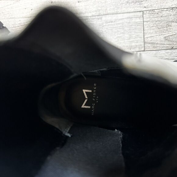 MARC FISHER 6M Patrick White Leather Chelsea Ankle Booties Boots Punk Chunky - Picture 8 of 8